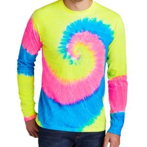 NWT 100% COTTON! Womens or Mens Port & Company SWIRL PERFECT Tie-dye L/S Shirts